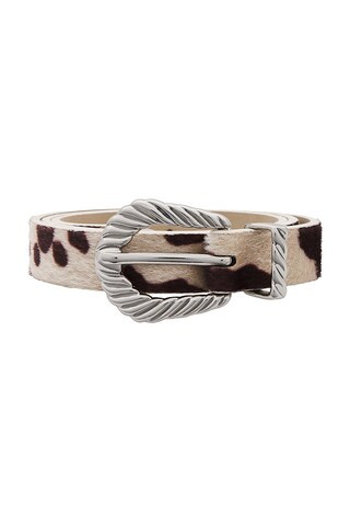 Slim Modern Faux Fur Rodeo Belt in Cow & Silver | Revolve Clothing (Global)