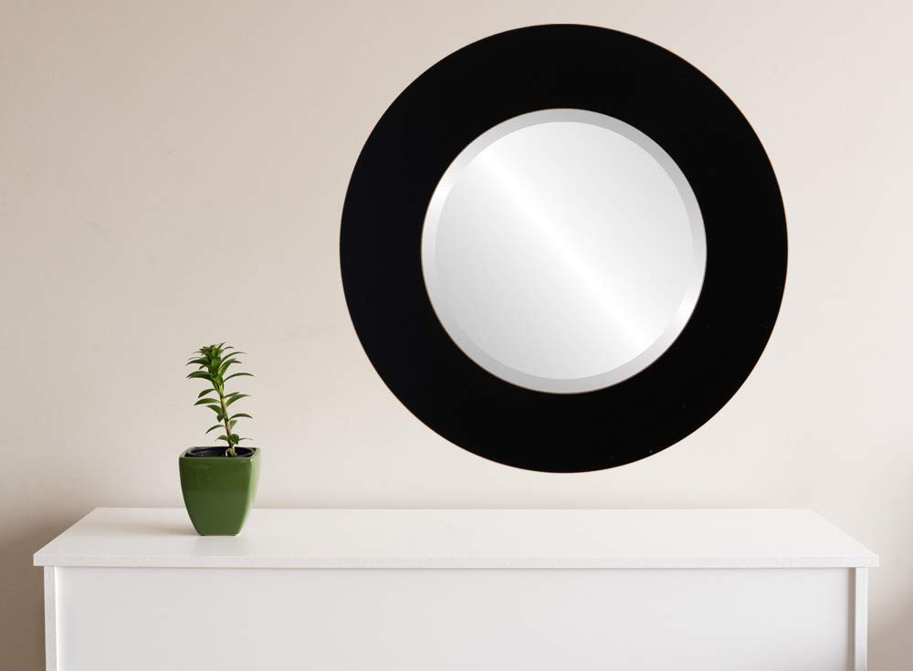 OVALCREST Round Beveled Wall Mirror for Home Decor - Ashland Style - Rubbed Black - 23x23 Outside... | Amazon (US)