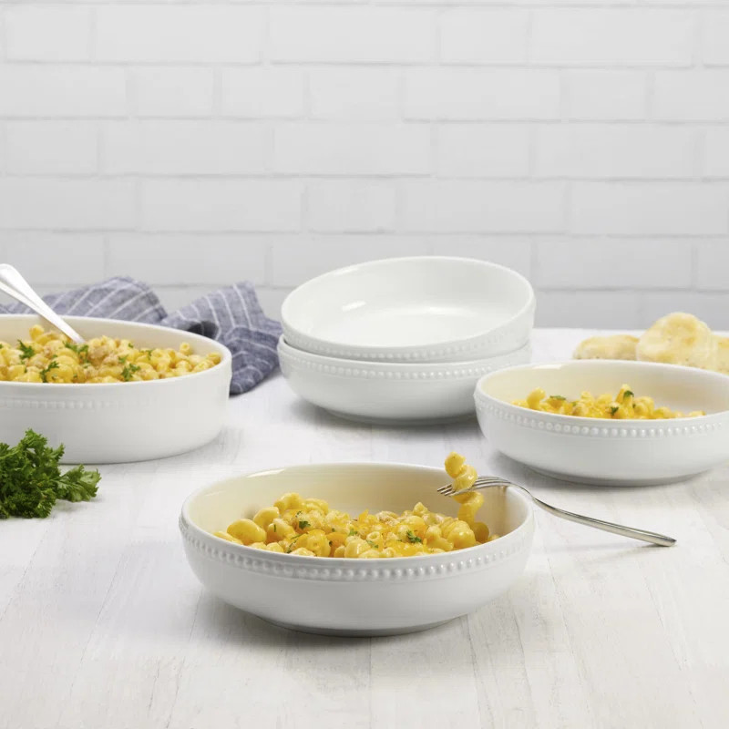 Isra By Birch Lane™ Beaded Dinner Pasta Bowls, Set Of 4 (Set of 4) | Birch Lane