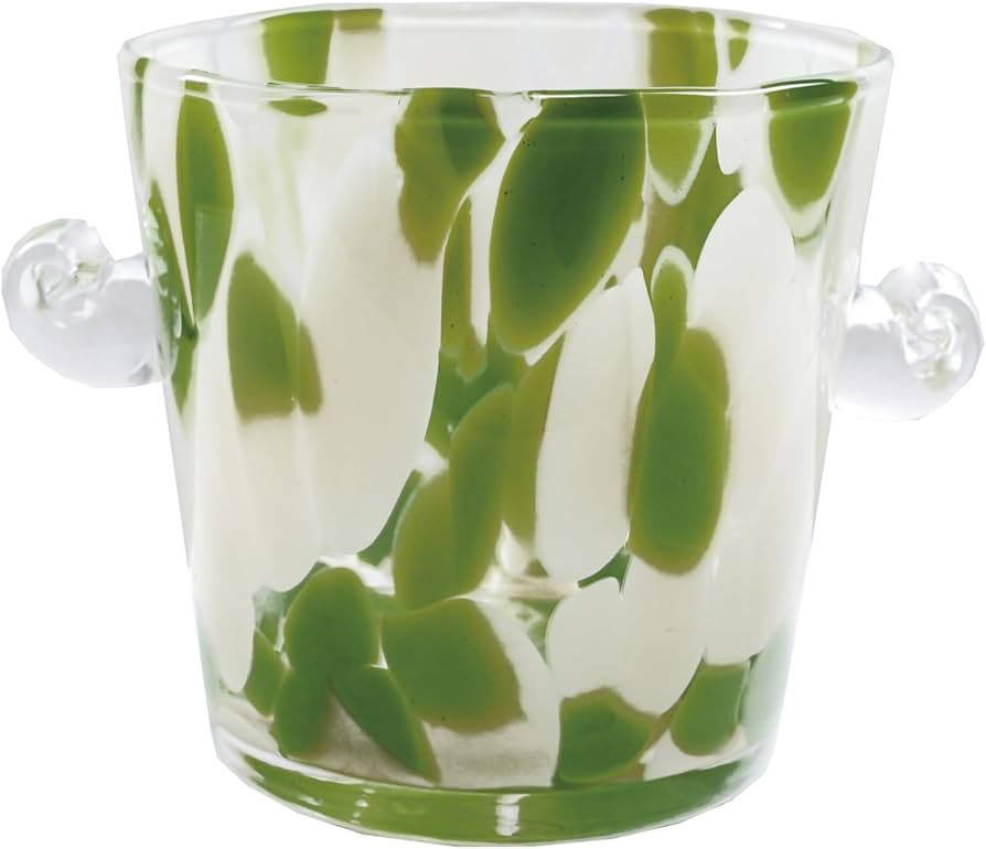 Creative Co-Op 32-Ounce Confetti Glass Ice Bucket with Handles, Yellow and Green | Amazon (US)
