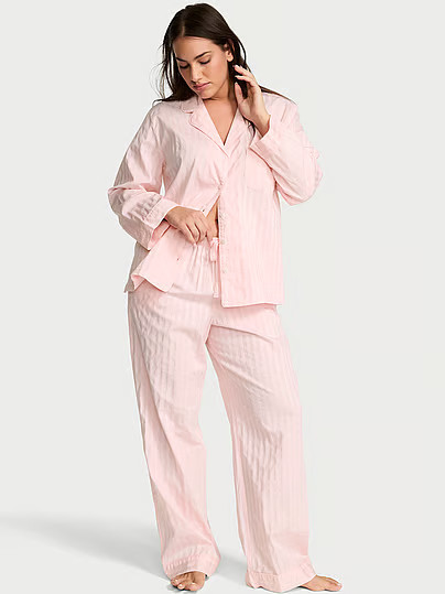 Heritage Cotton Shadow Stripe Long Pajama Set, Pink, Xsreg - Women's Sets - Victoria's Secret | Victoria's Secret (US / CA )