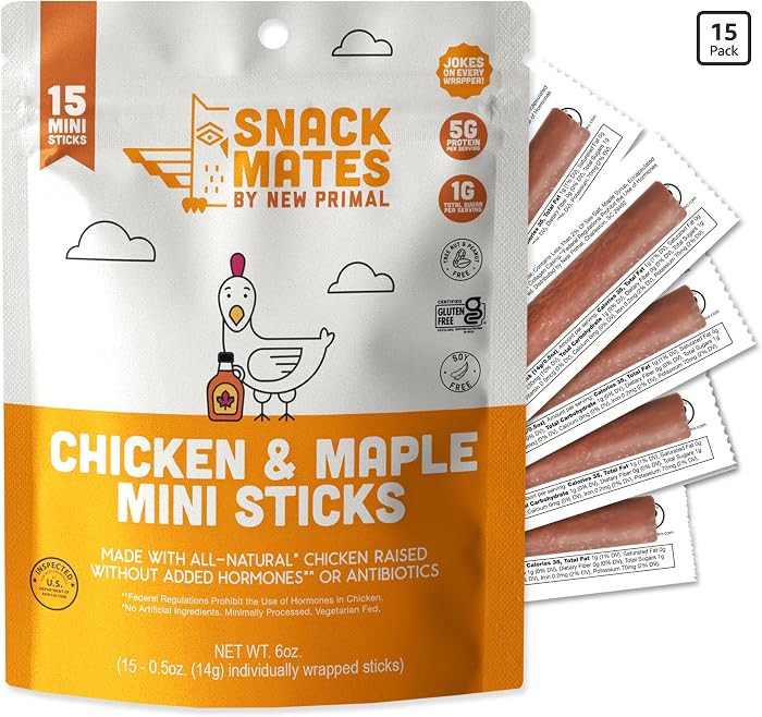 The New Primal Snack Mates Chicken & Maple Sticks, Gluten Free Healthy Snacks for Kids, Low Sugar... | Amazon (US)