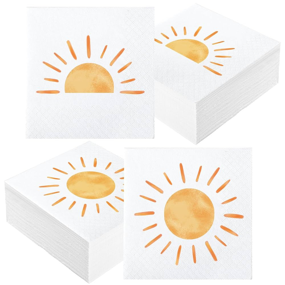 50 PCS Boho Sun Paper Napkins First Trip Around The Sun Birthday Party Napkins Boho Hippie Sunshi... | Amazon (US)