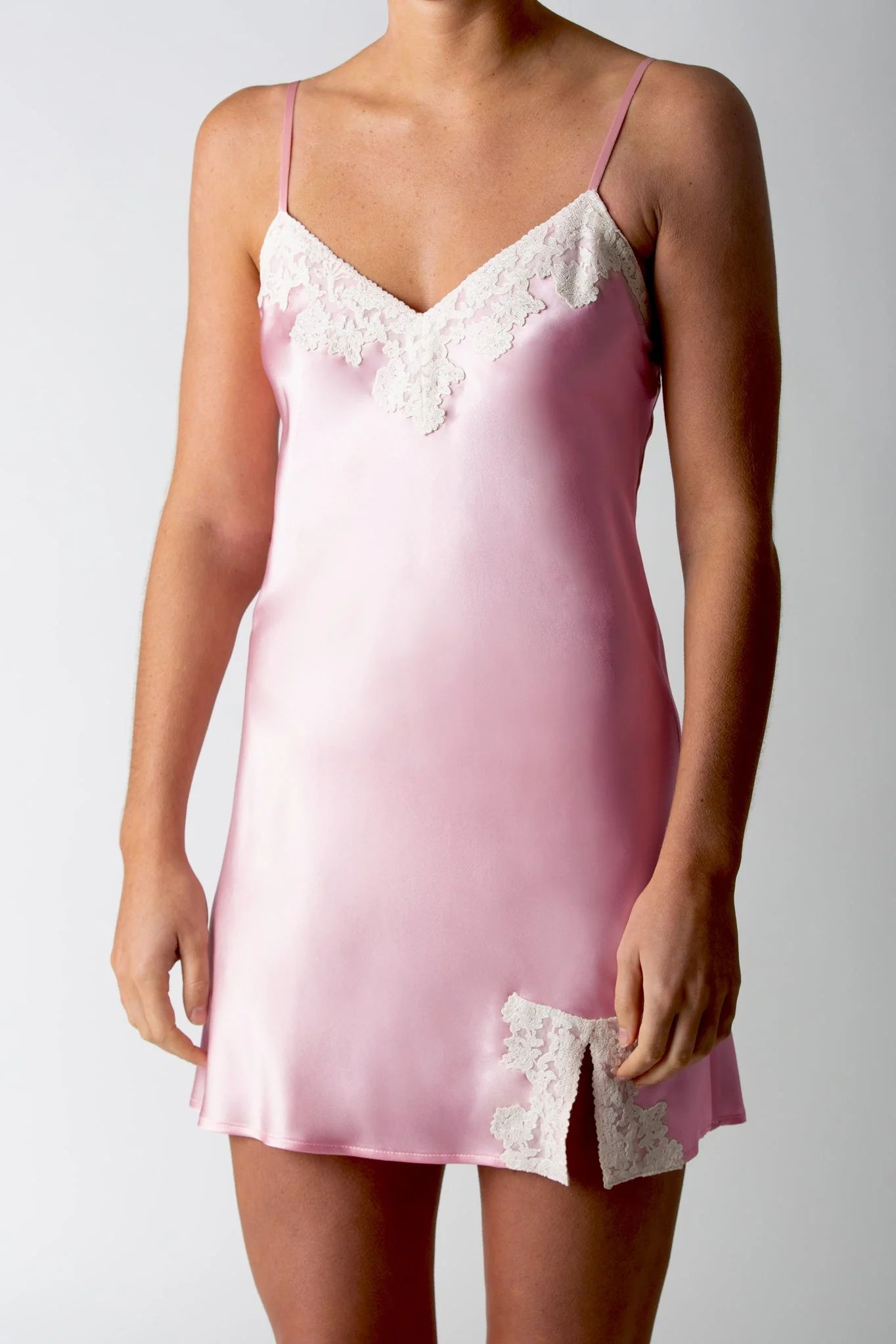 Claire Short Silk Nightgown - Bubblegum Pink by Miguelina | Support HerStory