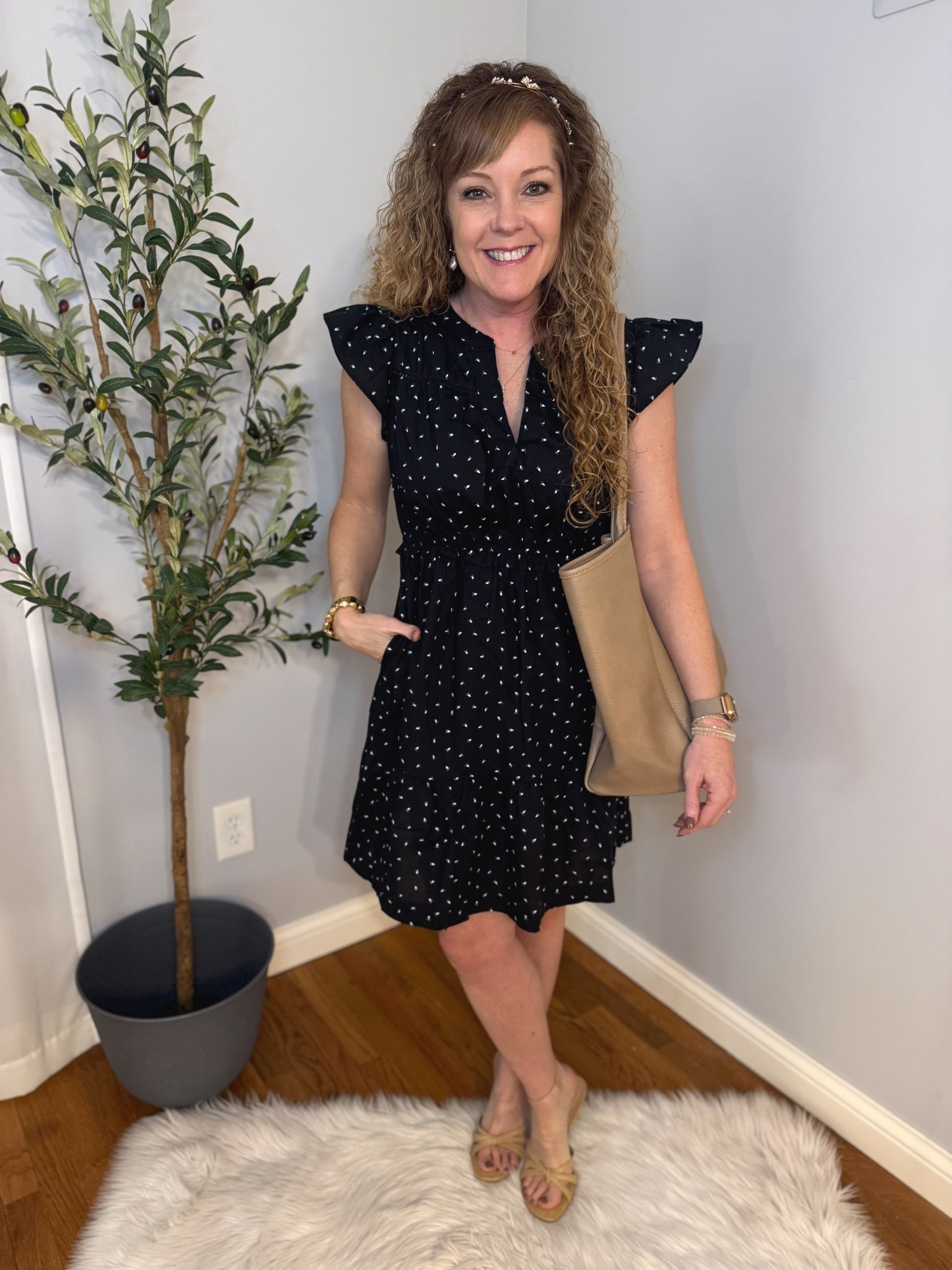 $23 Walmart Time and Tru Women's Cotton Flutter Sleeve Mini Dress, Sizes XS-XXXL / spring dresses / church dress / easter dress / graduation dress / Mother’s Day 

*Wearing size small 
* heels- tts, size 8

#LTKgrwm #LTKSeasonal #LTKOver40