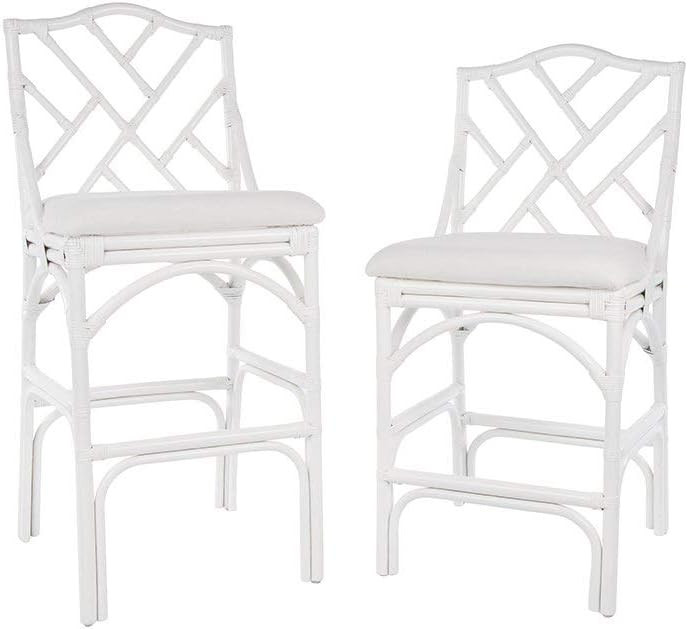 KOUBOO Chippendale Rattan Counter Stool, White | Amazon (US)