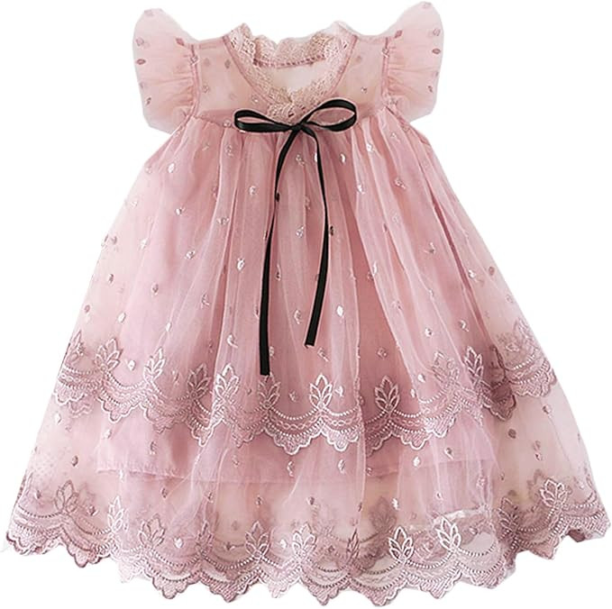 NNJXD Flower Girl's Wedding Dress Lace Sleeveless Tulle Summer Vintage Dresses | Amazon (US)
