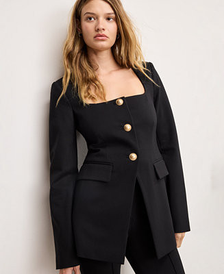 Women's Square Neck Long Sleeve Jacket, Regular and Plus | Macy's