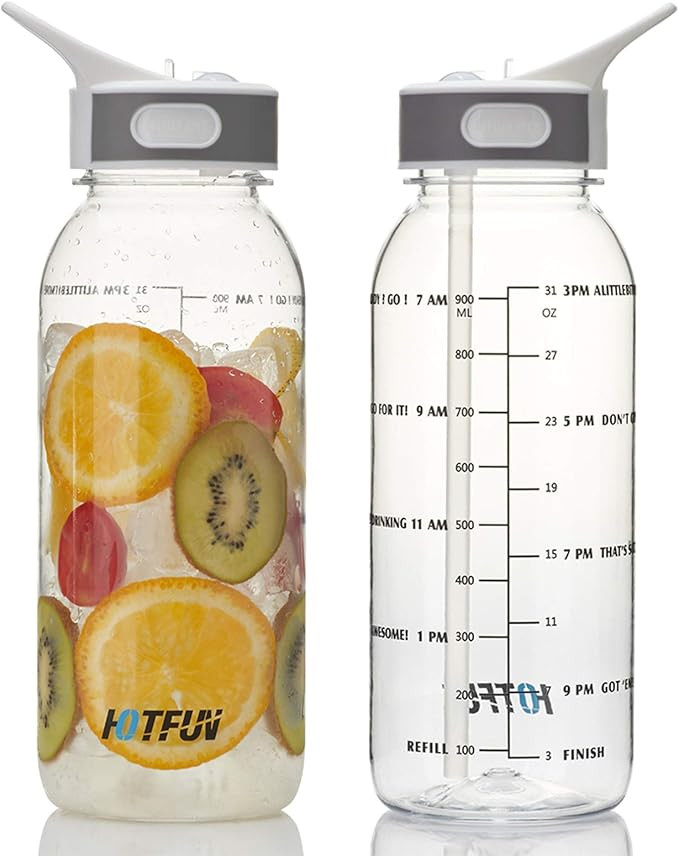 32oz Water Bottle,BPA Free Water Bottle with Motivational Time Marker Reminder Leak-Proof 1L Drin... | Amazon (US)