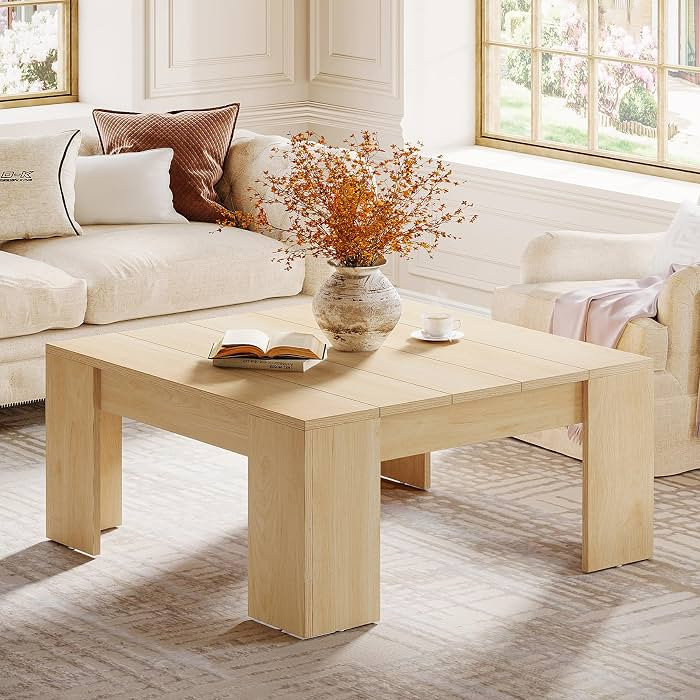 Tribesigns 38.8" Square Coffee Table, Farmhouse Wood Coffee Table, Center Table for Living Room w... | Amazon (US)
