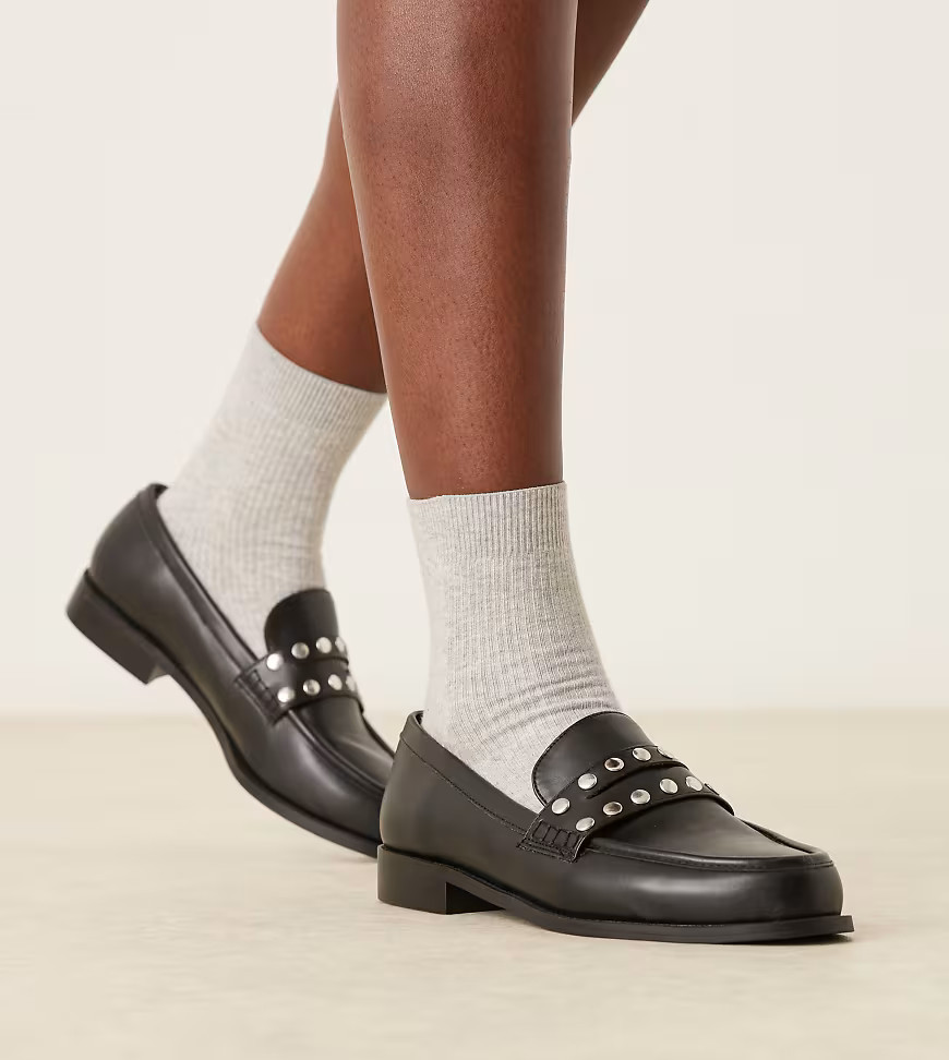 Raid Wide Fit - Ferney - Loafers met studs in zwart | ASOS (Global)