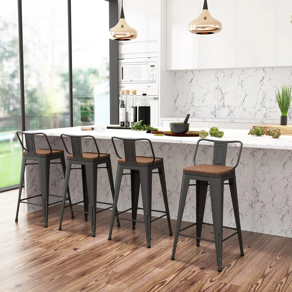 Saleh Bar & Counter Stool (Set of 4) | Wayfair North America