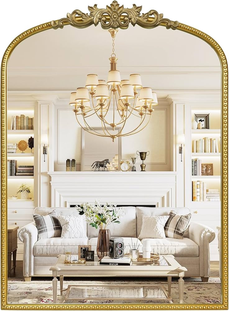 WallBeyond Gold Vintage Mirror for Vanity 22x30 Inch, Gold Antique Mirror with Ornate Frame, Arch... | Amazon (US)