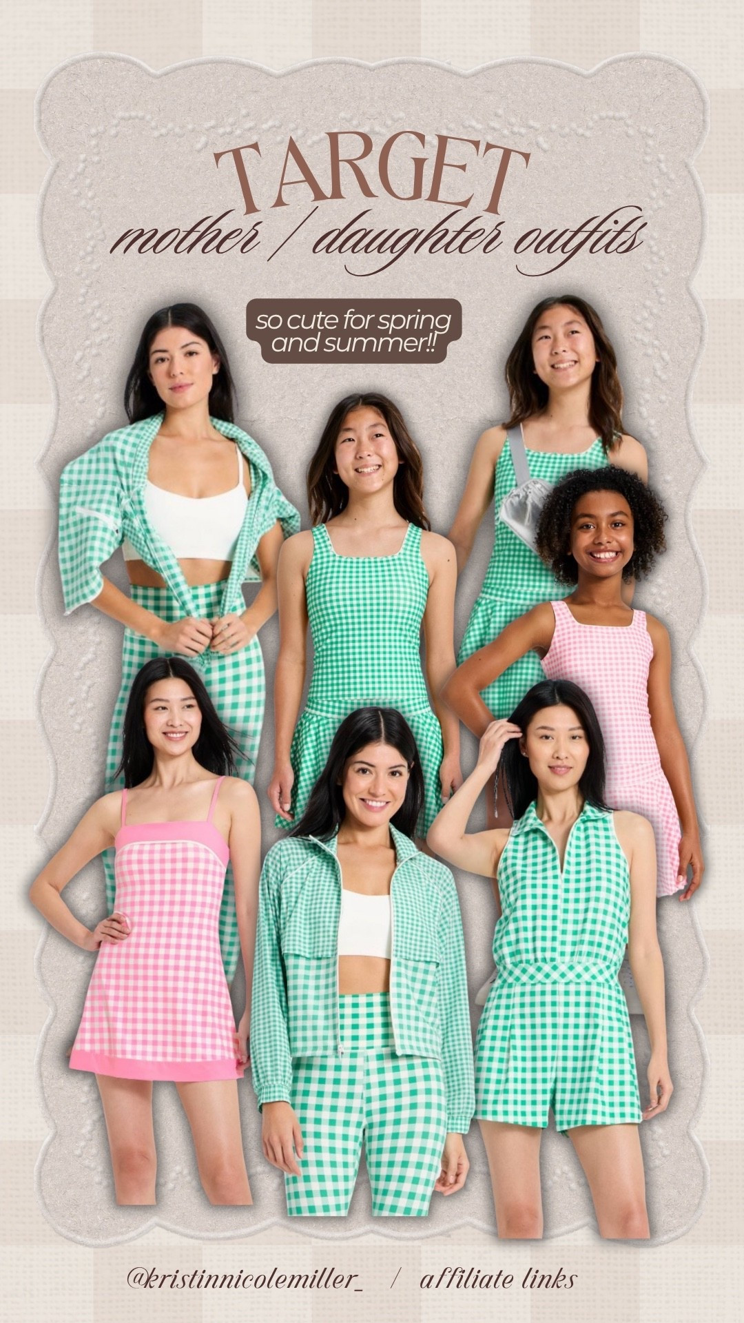 Adorable matching gingham printed activewear! So fun for mother / daughter matching.

Seasonal kids girls mom daughter affordable Target pink green 

#LTKfitnessgoals #LTKmomlife #LTKKids