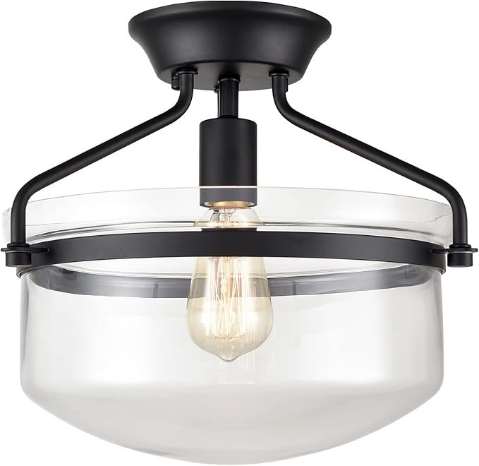 YUBOLE Farmhouse Black Wall Sconce Glass Shade Dimmable 1-Light Ceiling Light Fixture for Kitchen... | Amazon (US)