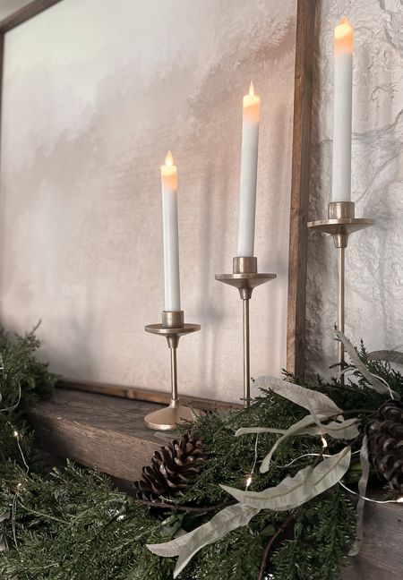 Battery operated candles and brass candlesticks. Holiday Decor! Cozy vibes!

#LTKSeasonal #LTKhome #LTKHoliday