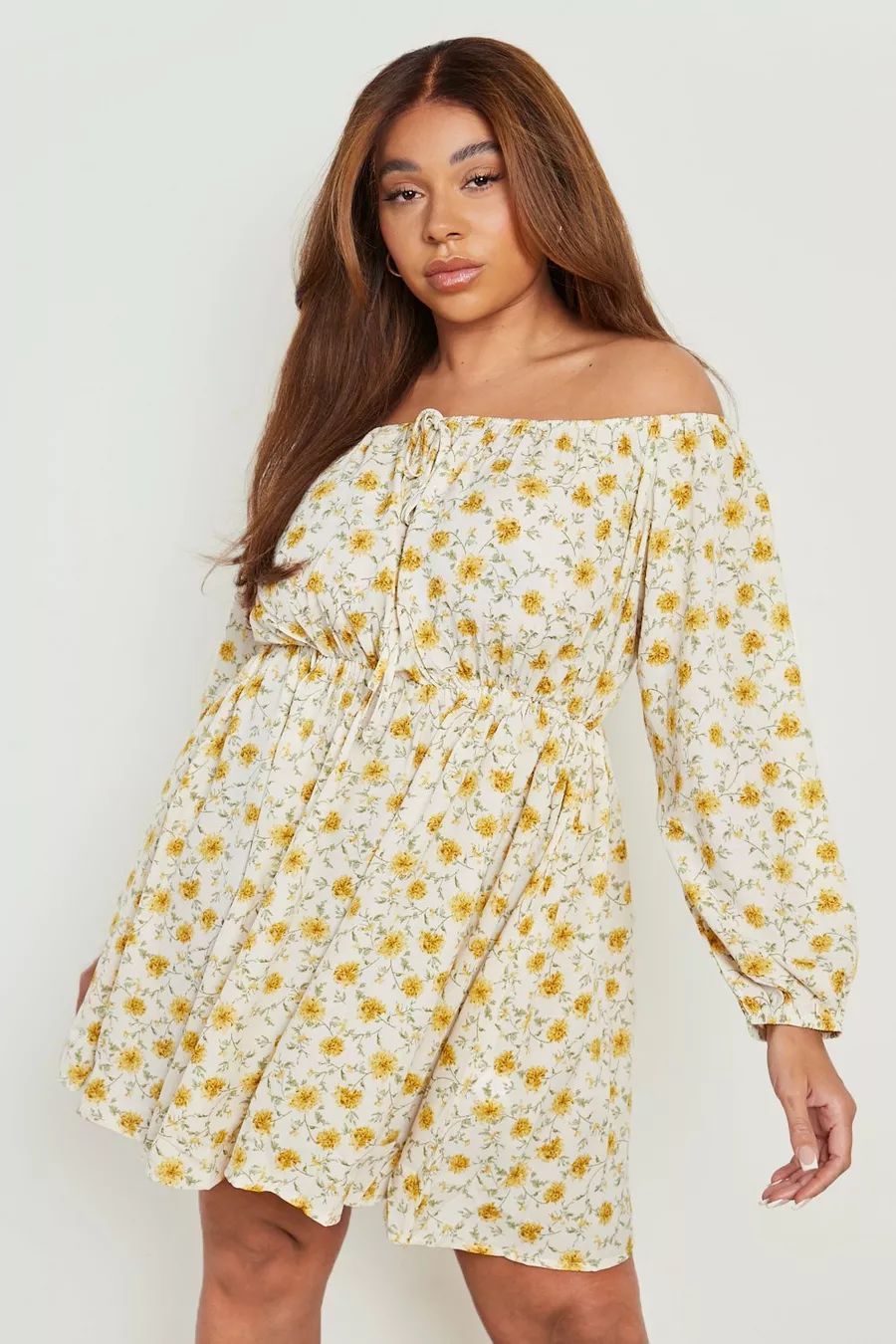 Plus Floral Off Shoulder Skater Dress | Boohoo.com (UK & IE)