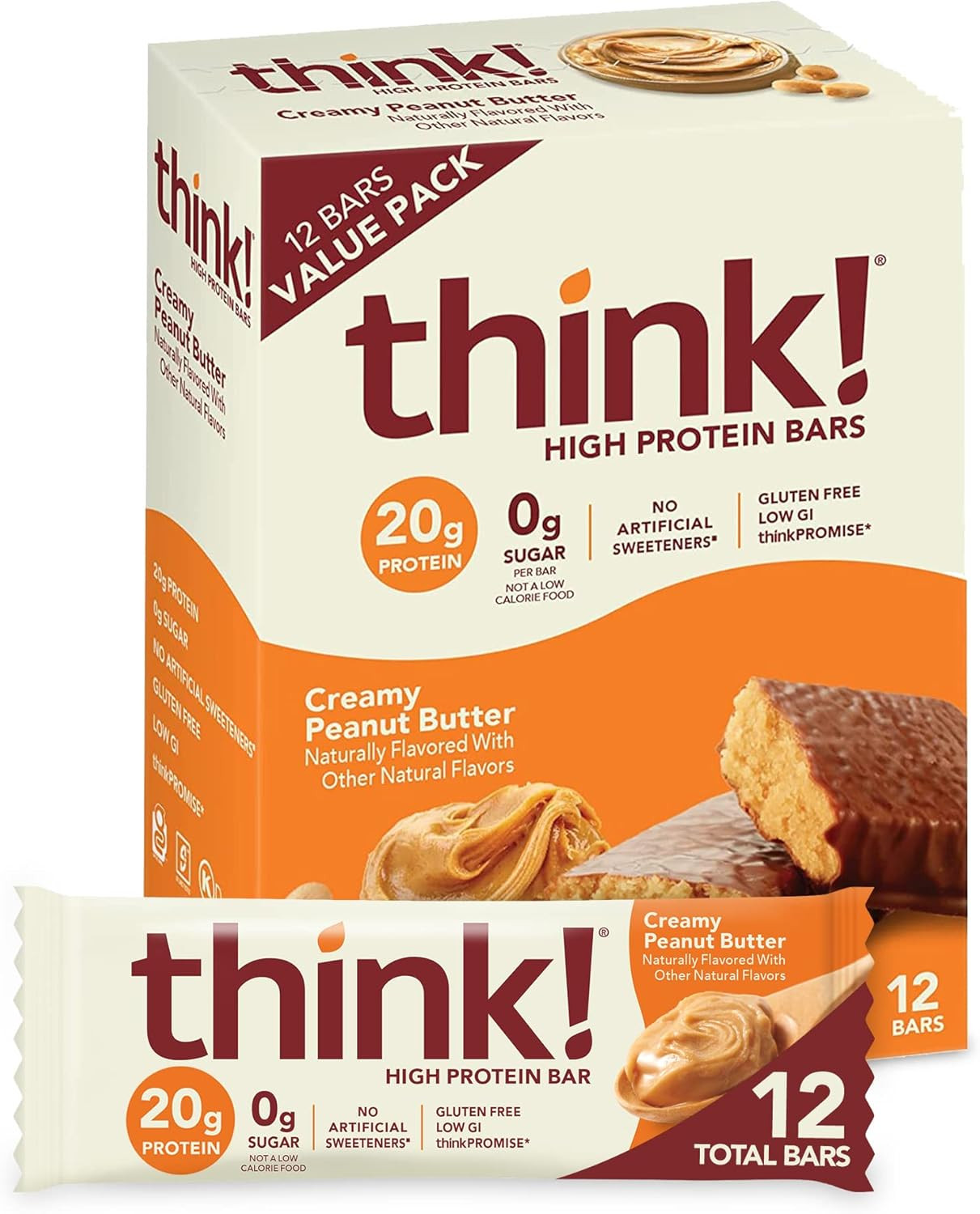 Think! Protein Bars, High Protein Snacks, Gluten Free, Sugar Free Energy Bar with Whey Protein Is... | Amazon (US)