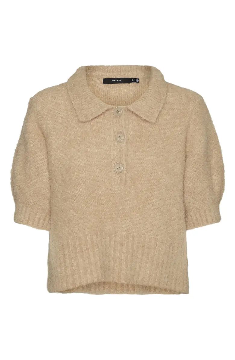 VERO MODA Bonny Short Sleeve Sweater Polo | Nordstrom | Nordstrom