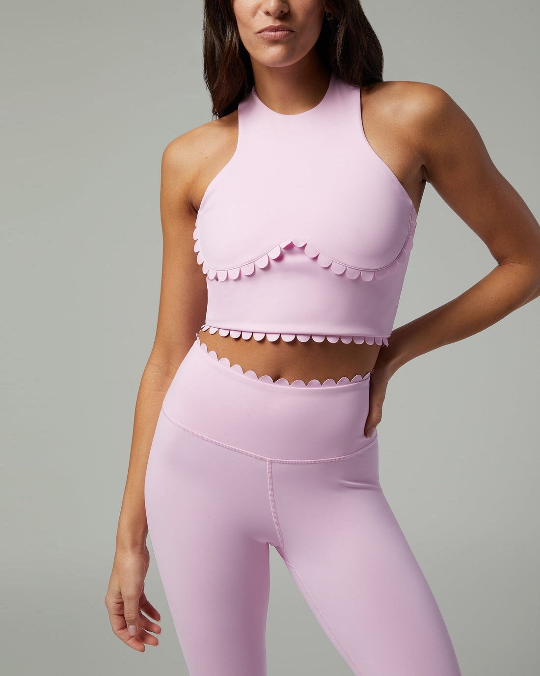 Scalloped sports bra and leggings link leggings work out set matching sets pink athleisure fitness cute gym outfit errands yoga Pilates 

#LTKstyletip #LTKfindsunder50 #LTKfitness