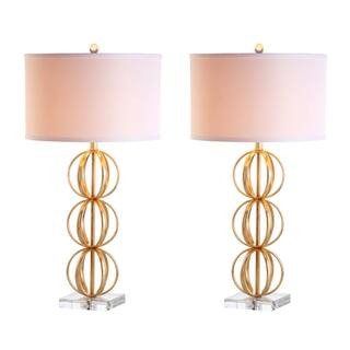 Annistyn 29 in. Brass Gold Sphere Table Lamp with White Shade (Set of 2) | The Home Depot
