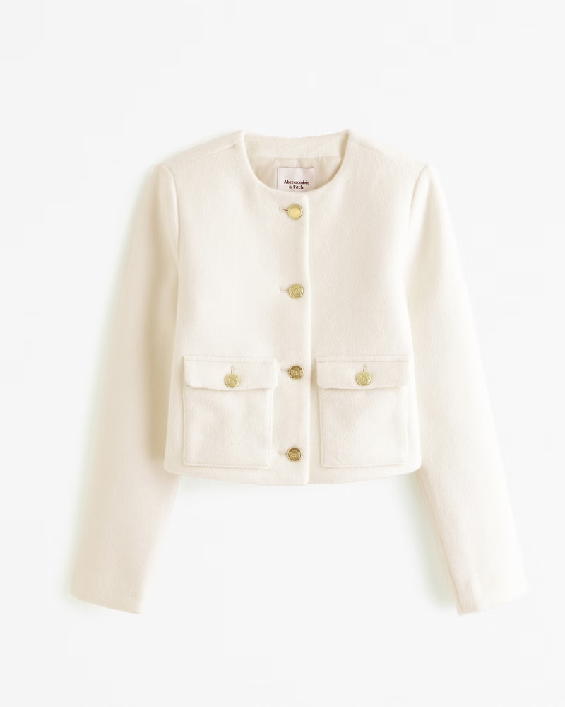 Cropped Wool-Blend Jacket | Abercrombie & Fitch (US)
