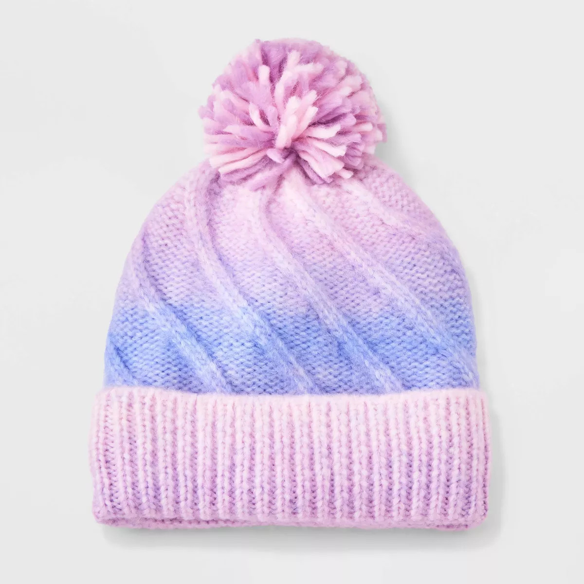 Toddler Girls' Knitted Cable Ombre Striped Beanies - Cat & Jack™ Pink/Purple | Target