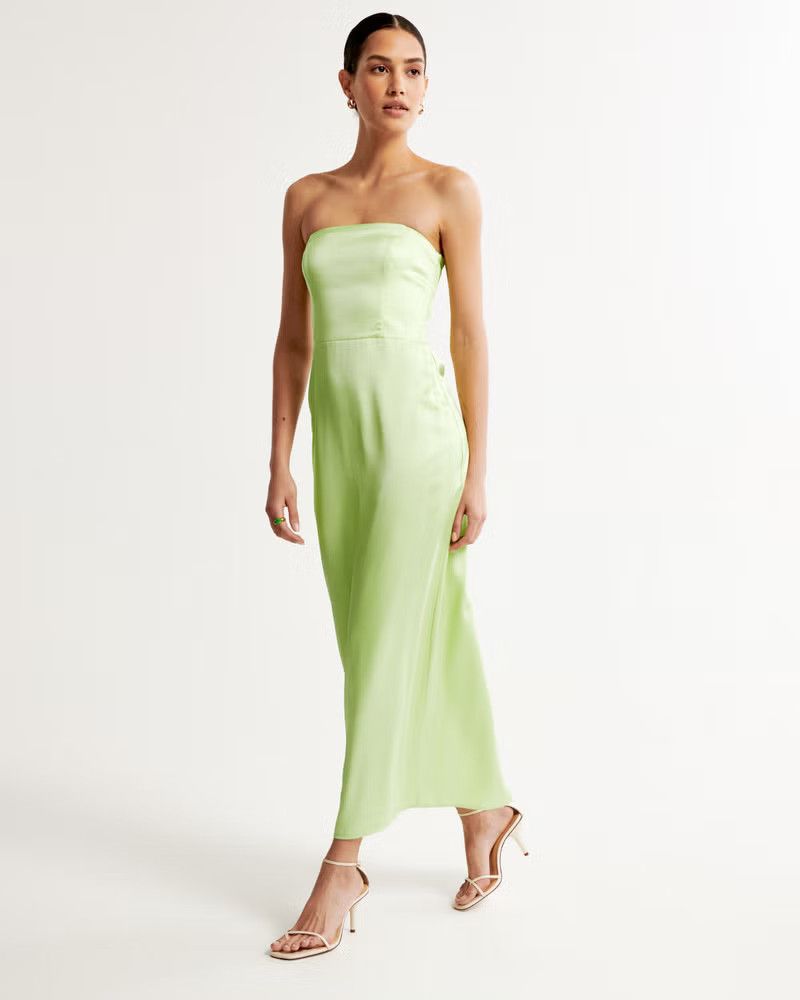 Strapless Satin Maxi Dress | Abercrombie & Fitch (US)