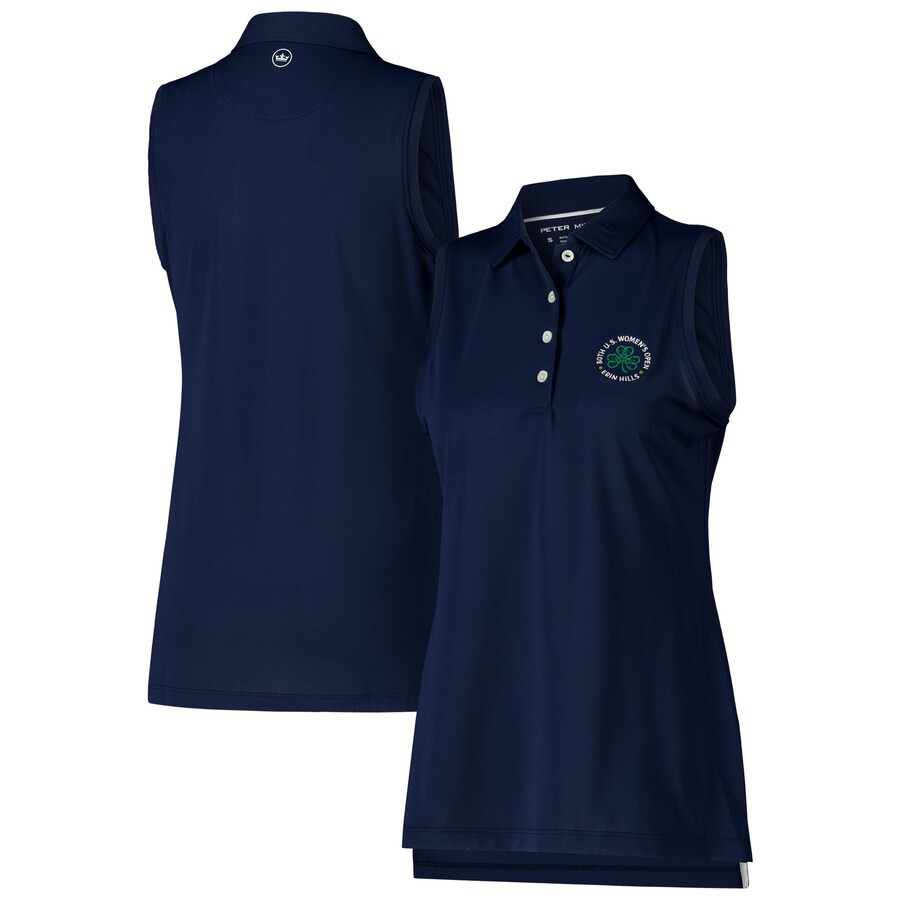 Women's 2025 U.S. Women's Open Peter Millar Navy Sport Mesh Banded Sleeveless Polo | Fanatics