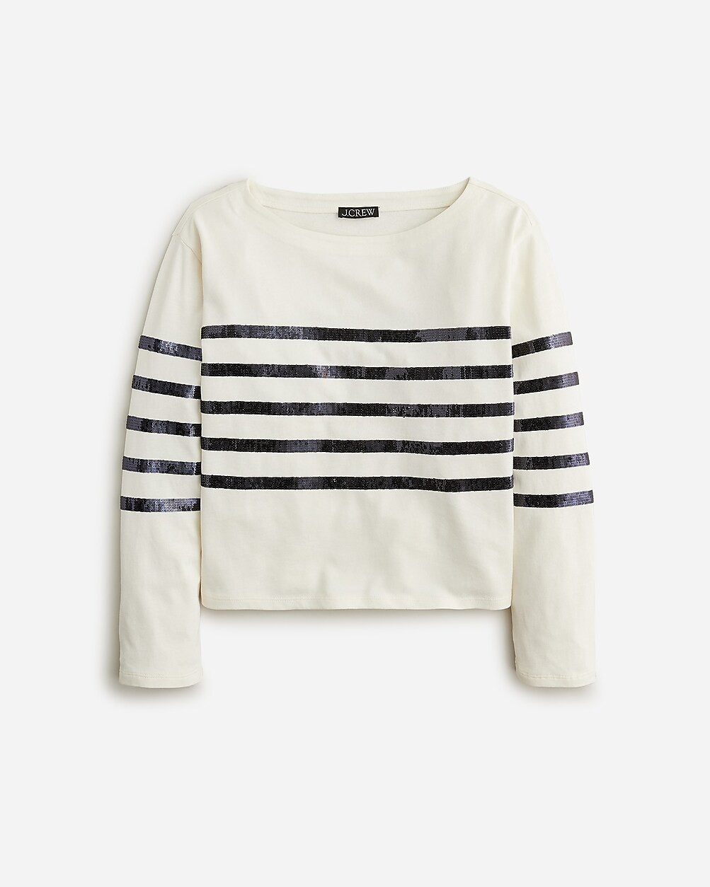 Mariner jersey cropped boatneck T-shirt with sequins | J. Crew US