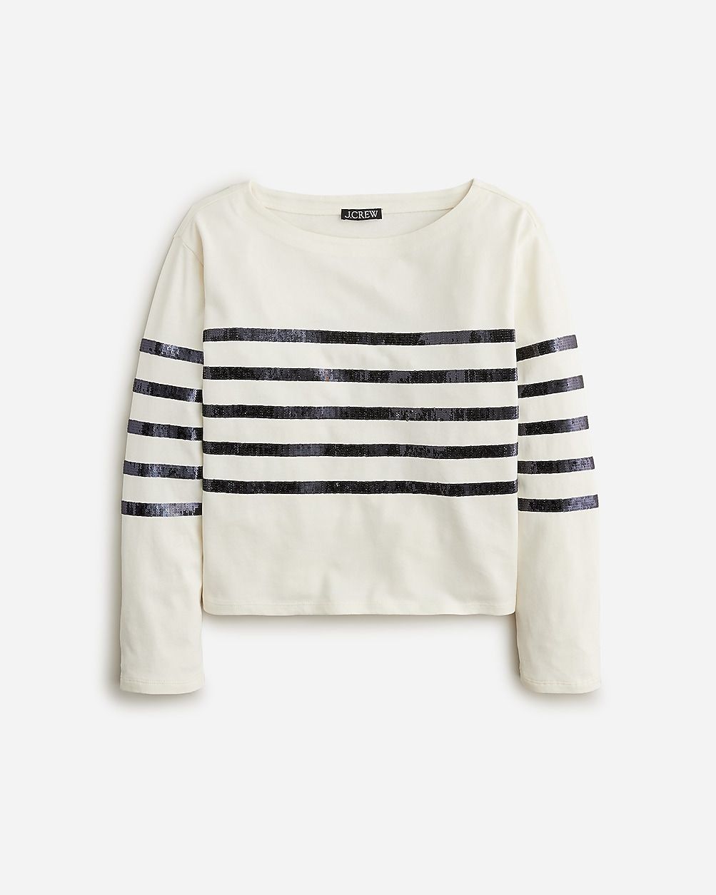 Mariner jersey cropped boatneck T-shirt with sequins | J.Crew US
