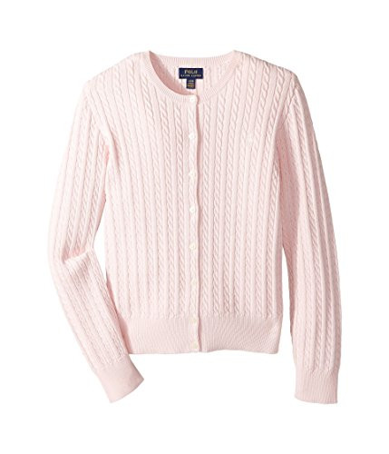 Polo Ralph Lauren Kids Girl's Cable Knit Cotton Cardigan (Little Kids/Big Kids) Hint of Pink/Nevis Pony Player XL (16 Big Kids) | Amazon (US)