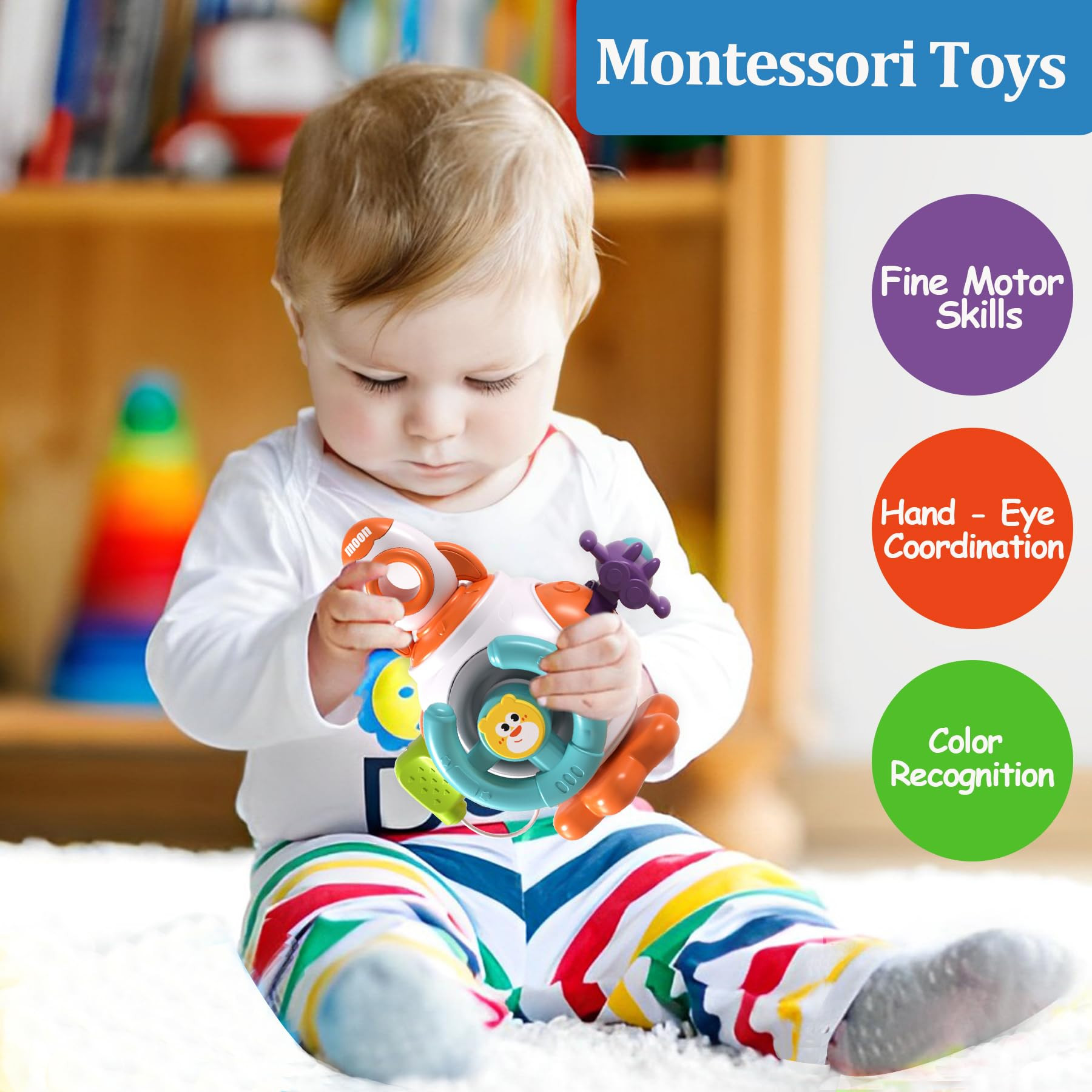 Montessori Sensory Toys for Toddlers 1-3 - Travel Activities Busy Board Cube - Baby Gifts for 6 9... | Amazon (US)