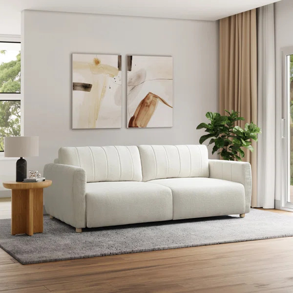 Serta Lowry 91.7" Queen Size Channel Tufted Convertible Sleeper Sofa | Wayfair North America