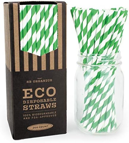 SB Organics Eco-Friendly Paper Drinking Straws, Biodegradable and Compostable for Parties, Birthdays | Amazon (US)