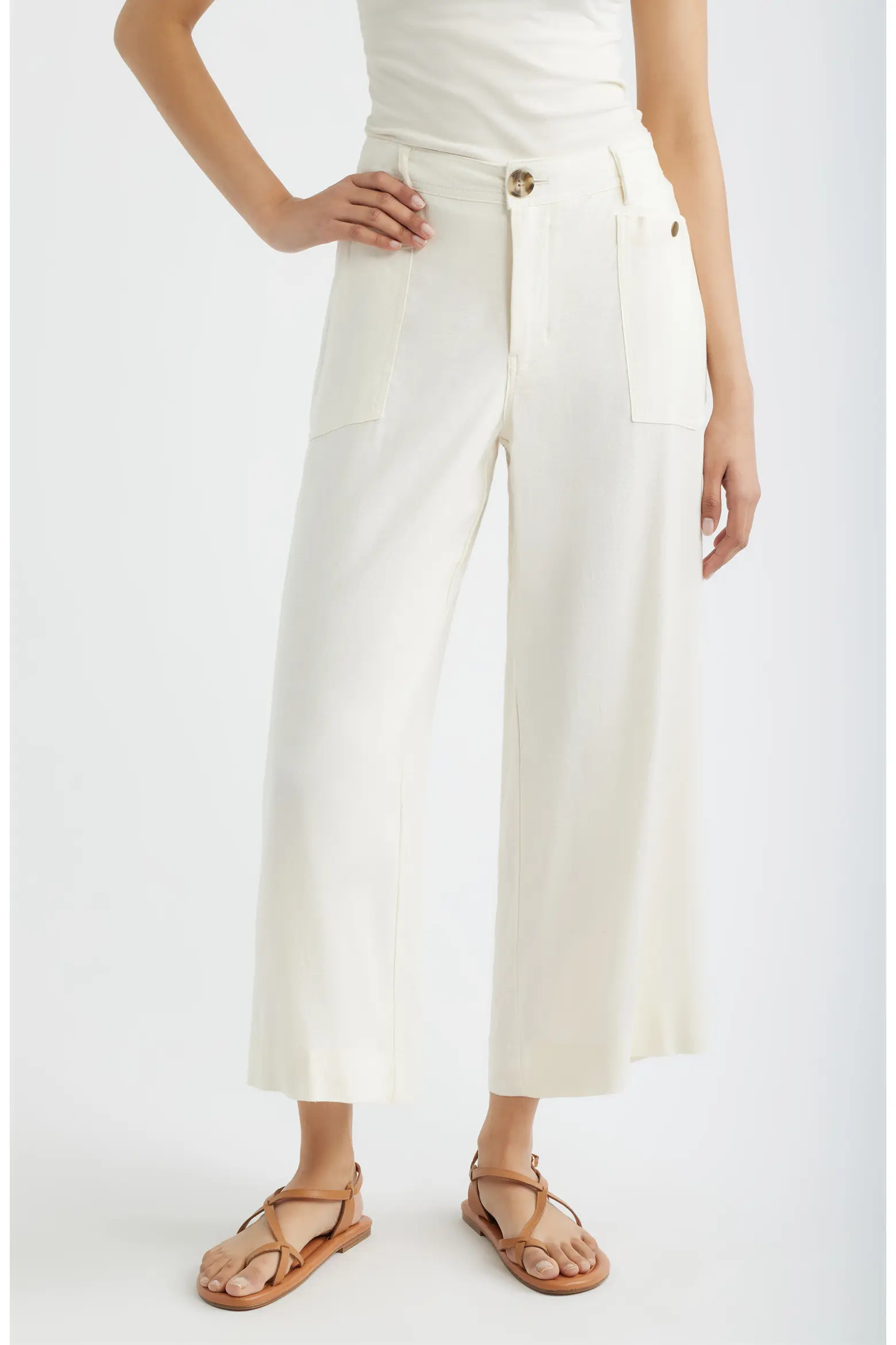 CITY BLUES Patch Pocket Crop Wide Leg Pants (Women) | Nordstrom | Nordstrom