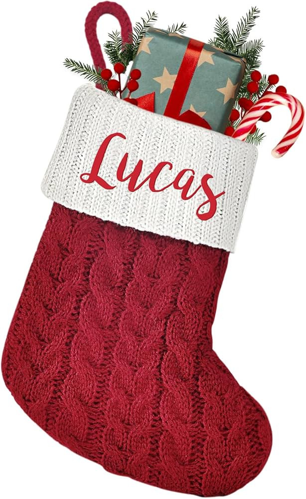 Mini Custom Christmas Stockings with Names - 6" W x 7" L Burgundy Red Personalized Christmas Stoc... | Amazon (US)