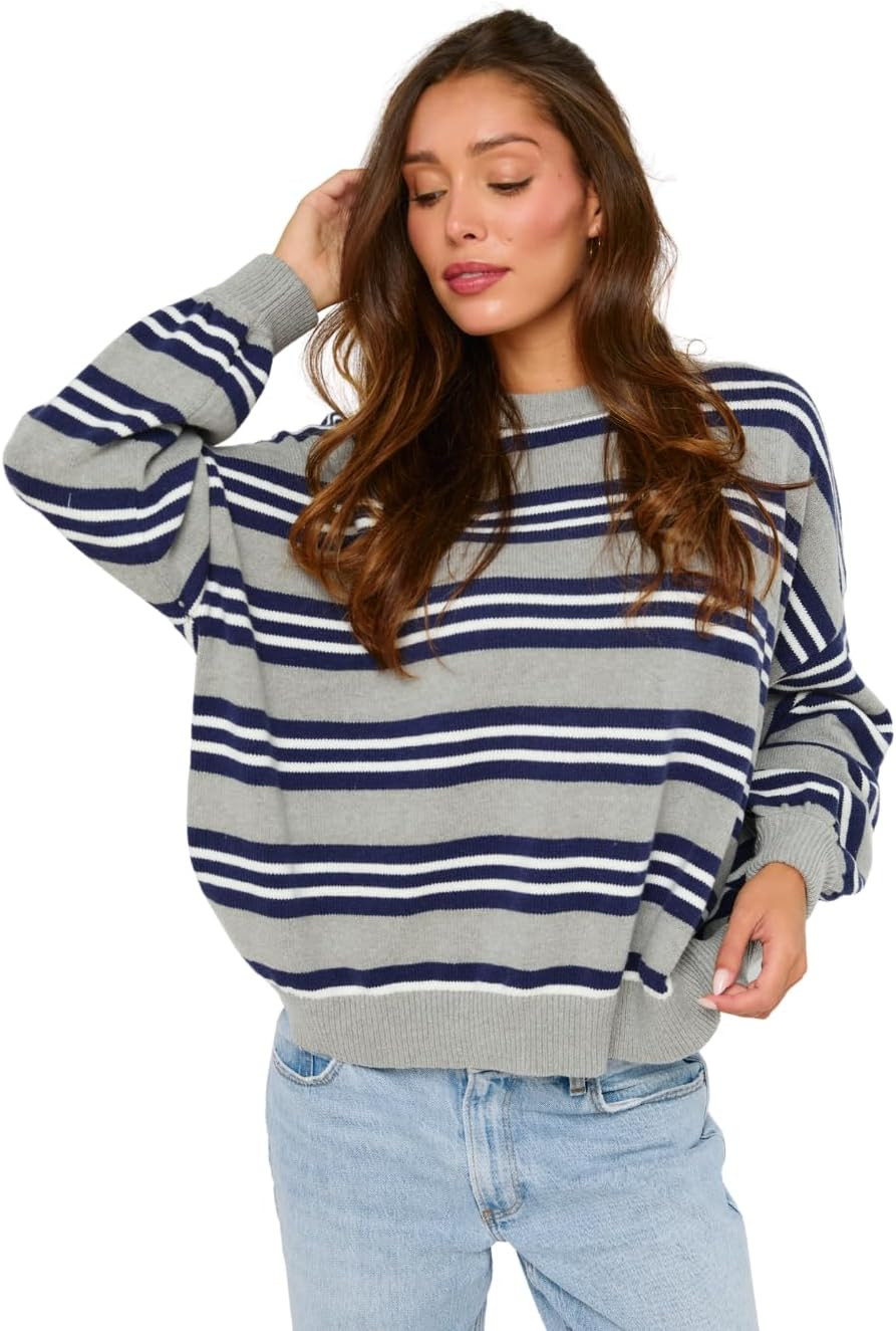 Almere Striped Oversized Crewneck Sweater for Women | Amazon (US)