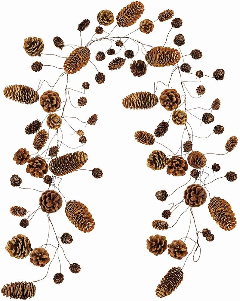 Supla 55" Long Rustic Assorted 78 Pcs Pine Cones Holiday Twig Garland Dried Natural Hanging Pinec... | Amazon (US)