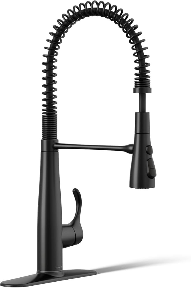 KOHLER 22033-BL Simplice Semi Professional Kitchen Sink Faucet, Three Function Sprayhead, Commerc... | Amazon (US)