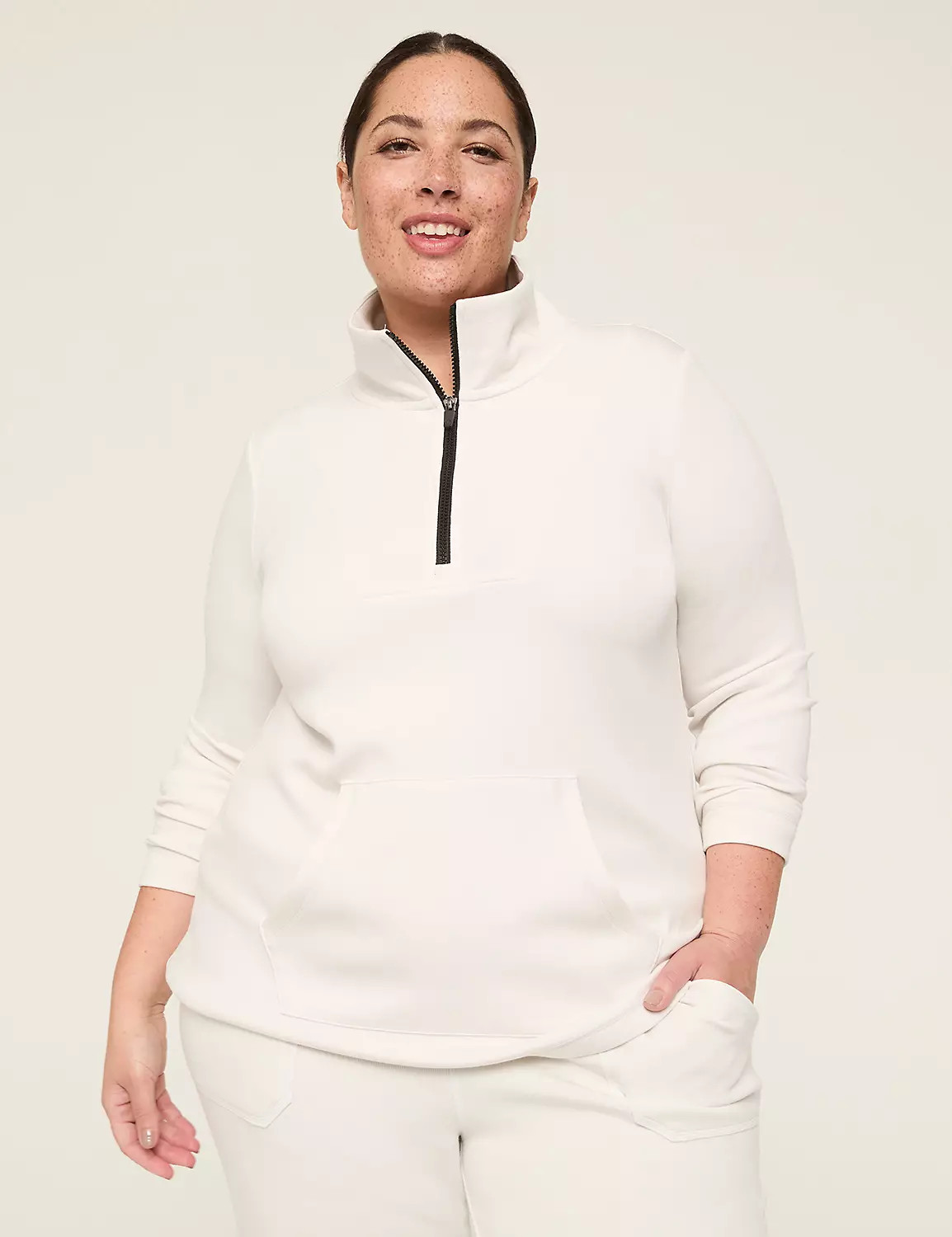 LIVI Journey Rib-Mix Half-Zip Sweatshirt | Lane Bryant (US)