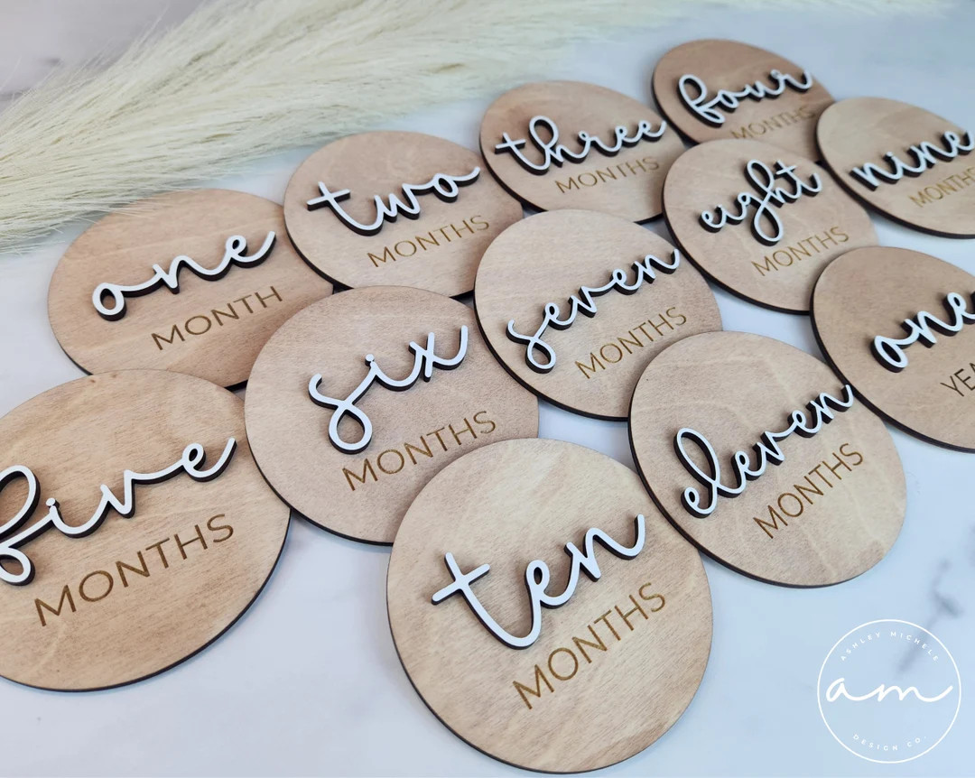 Baby Monthly Milestone Markers Wooden Boho Baby Photos Gift Milestone Disks Signs Hello World Bab... | Etsy (US)