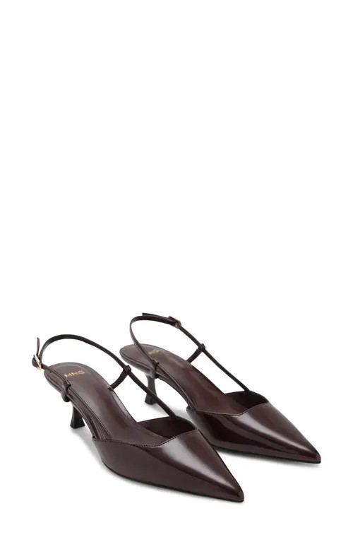 MANGO Slingback Pointed Toe Pump in Chocolate at Nordstrom, Size 6.5Us | Nordstrom