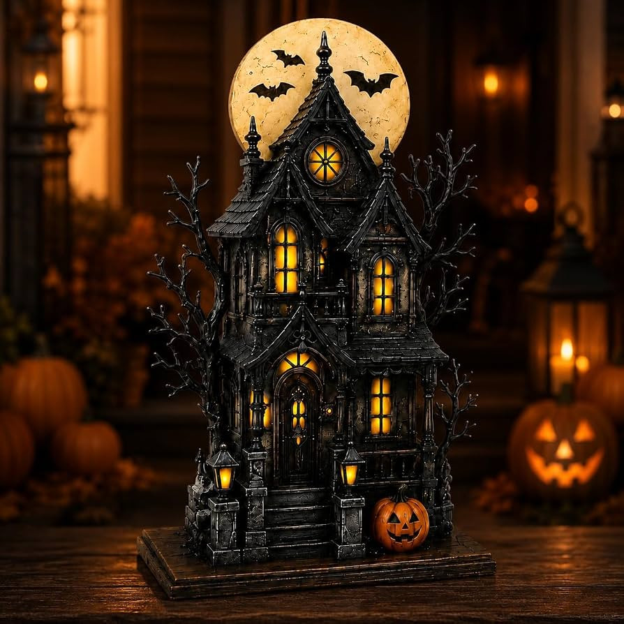 Lighted Halloween Haunted House & Character Figurine Collection, Indoor LED Light up Table Decor,... | Amazon (US)