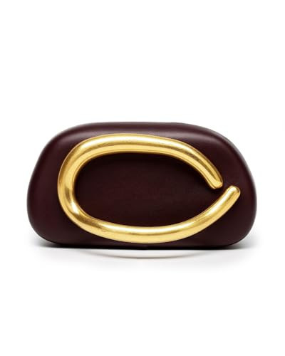 blinkgooblink Brown Evening Clutch Purse for Women Formal, PU Leather Wedding Guest Clutch Metal Chain Shoulder Bag, Crossbody Purse for Party Prom | Amazon (US)