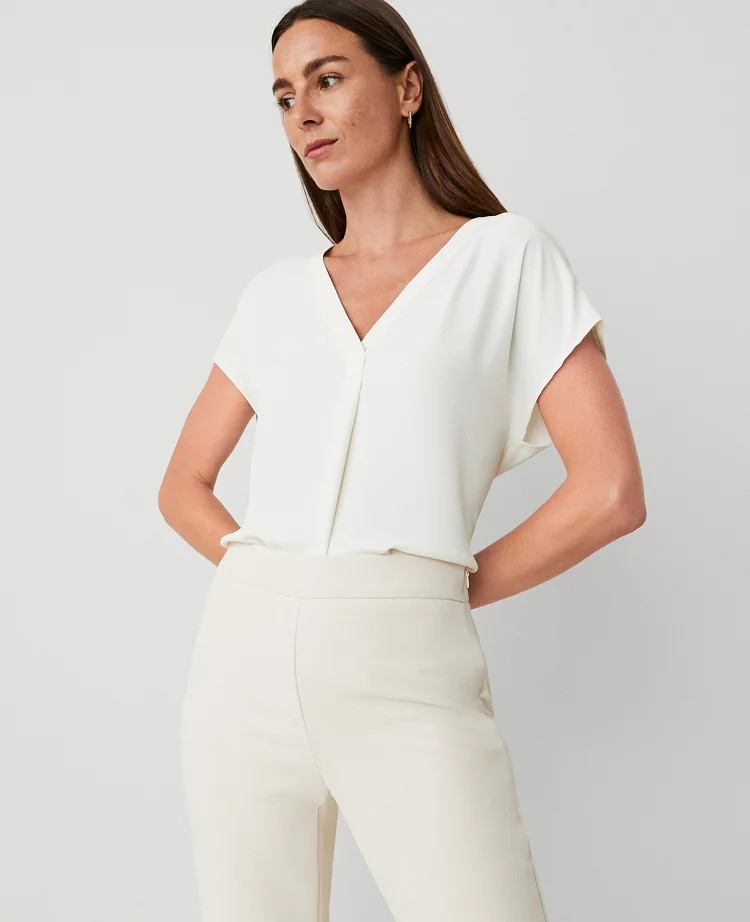 Mixed Media Pleat Front Top | Ann Taylor