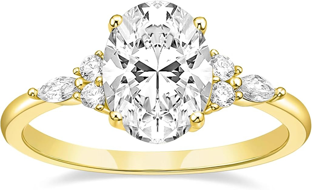 TIGRADE 3CT Engagement Ring Oval Cut Cubic Zirconia Marquise Round CZ Eternity Wedding Band for W... | Amazon (US)