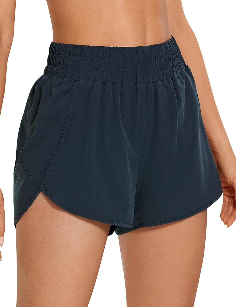 CRZ YOGA Women's High Waisted Running Shorts Mesh Liner - 3'' Dolphin Quick Dry Athletic Gym Trac... | Amazon (US)
