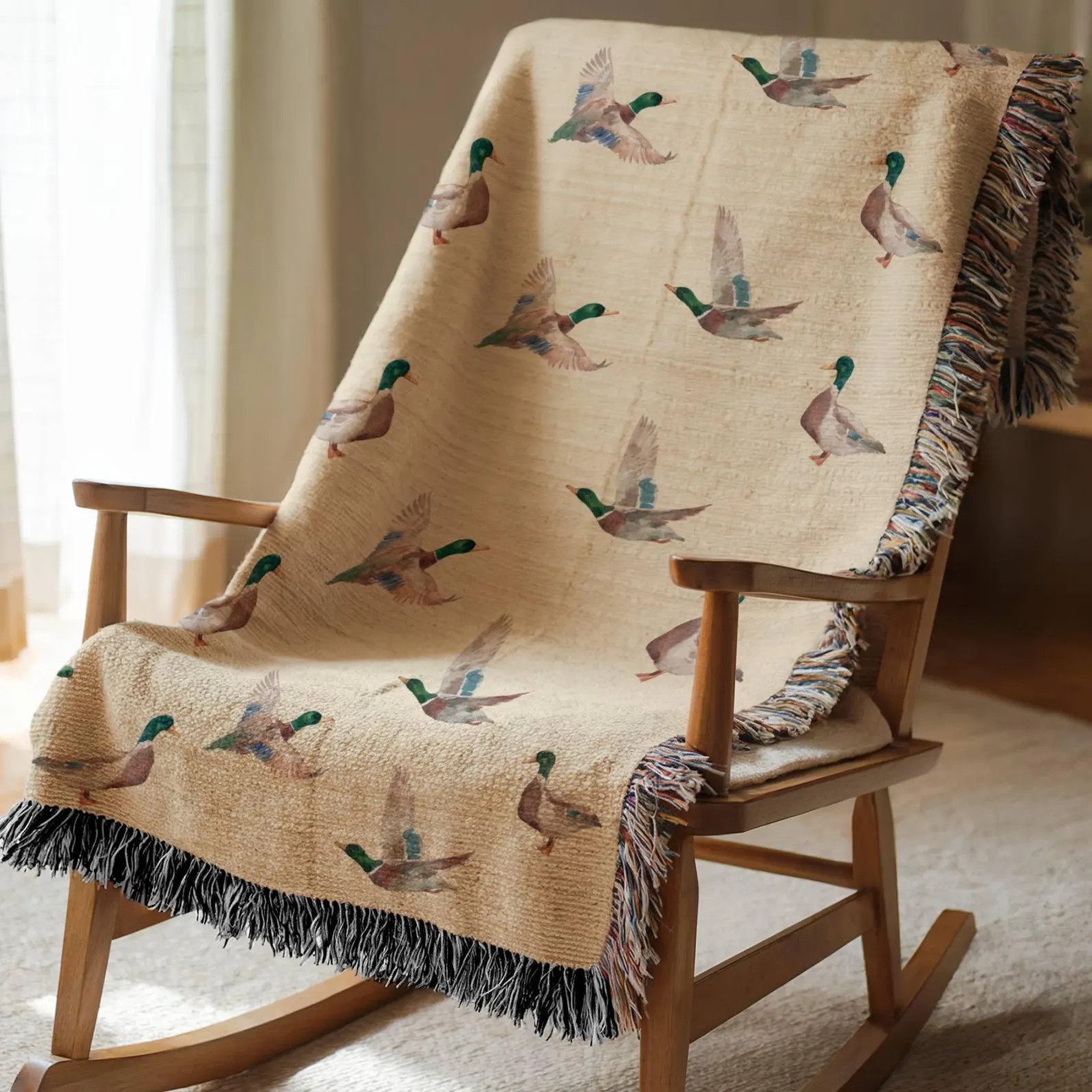 Soft Mallard Duck Woven Throw Blanket, Rustic Cabin Decor, Cozy Hunting Lodge Gift For Dad, Wildl... | Etsy (Global)