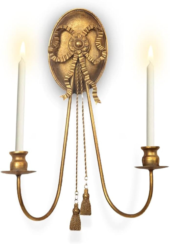 Romantic Bow Wall Mounted Candle Sconces with Pendant Decoration,2 Arms Metal Candle Holders for ... | Amazon (US)